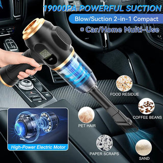 Belibuy 6-in-1 Handheld Cordless Car Vacuum Cleaner with Smart Display - 19000Pa Powerful Portable Solution for Home, Office, and Pet Care